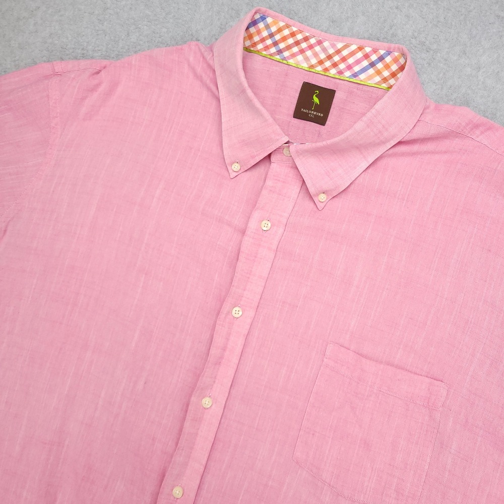 Tailorbyrd Short Sleeve Button Down Shirt Mens 4XL Pink Cotton Lightwirght
